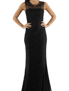 Společenské a šaty krajkové dlouhé  Paris černé Černá / XS  Paris model 15042637 - CHARM&#39;S Paris