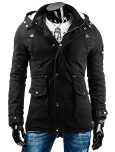 Pánská prošívaná zimní bunda s model 15042687 kapucí černá - Černá / XXL - DSTREET