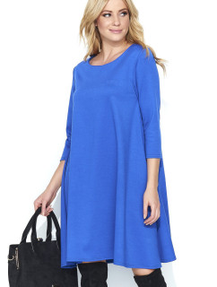 Dámske šaty na denné nosenie vo voľnom strihu stredne dlhé modré - Modrá - Makadamové