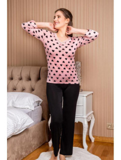 Dámské pyžamo růžové se srdíčky model 19034499 - Cocoon Secret