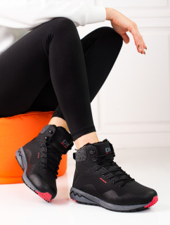 Designové  trekingové boty dámské černé bez podpatku