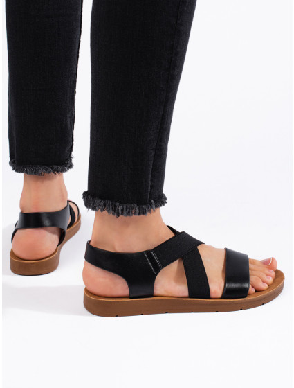 Praktické čierne sandále na podpätku pre ženy