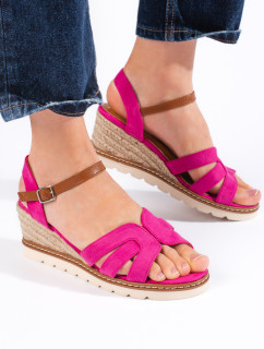 Originálne dámske ružové sandále na klin