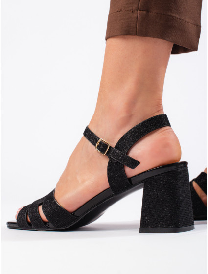 Exkluzívne čierne dámske sandále na širokom podpätku