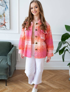 Růžová melanžová dámská košilová bunda model 16147987 - MADE IN ITALY