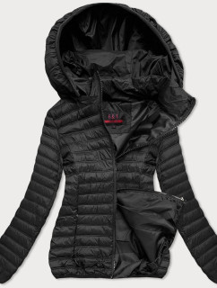 Černá prošívaná dámská bunda s kapucí (2021-09)