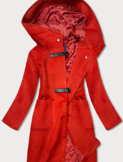 Krátky červený dámsky kabát s kapucňou (GSQ2311)