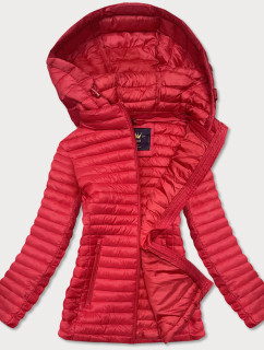 Červená prošívaná bunda s kapucí (7218BIG)