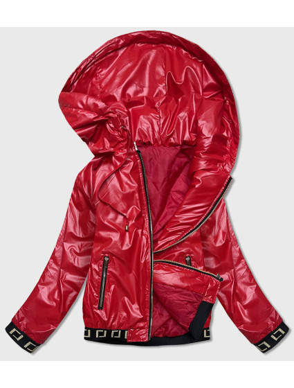 Krátká červená dámská bunda s kapucí model 17038444 - S'WEST