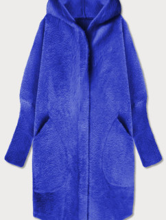 Dlhý vlnený prehoz cez oblečenie typu "alpaka" v nevädzovej farbe s kapucňou (908)