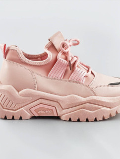 Ružové šnurovacie sneakersy na platforme (RA5)