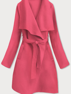 Minimalistický dámsky kabát v koralovej farbe (747ART)