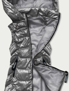 Lesklá šedá dámská vesta s kapucí model 17249716 - S'WEST
