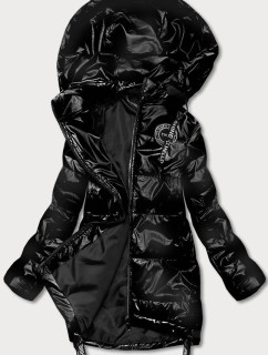 Čierna dámska bunda s odopínacou kapucňou (B8086-1)