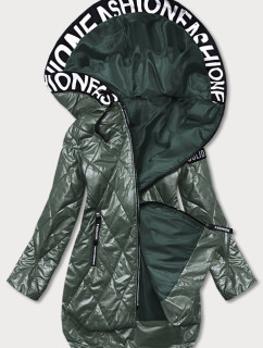 Zelená prešívaná bunda s kapucňou (B8082-10)