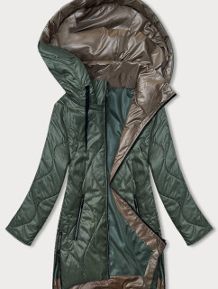 Tmavě zelená dámská bunda s odepínací kapucí (B8218-10)