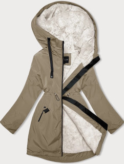 Dámská zimní bunda ve velbloudí barvě s kožešinovou podšívkou Glakate (H-2978)