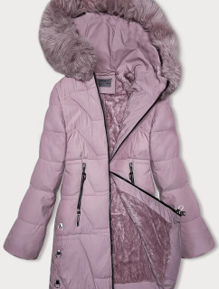 Růžová dámská zimní bunda s kožešinovou podšívkou S'west (R8165-51)