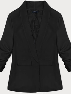 Tenké čierne sako s nariasenými rukávmi (22-356)