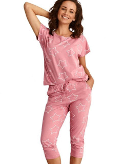 Dámske pyžamo Oksa ružové s hviezdami