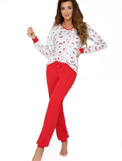 Luxusní dámské pyžamo Teddy šedo-červené
