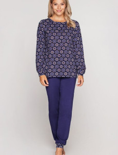 Luxusní pyžamo model 17810484 tmavě modré květinky