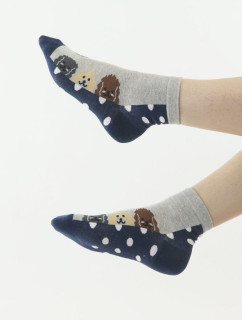 Zábavné ponožky 21 modro-šedé so psami