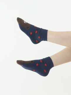 Zábavné ponožky Bear modré s červenými bodkami