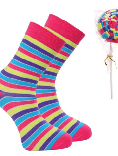 Barevné ponožky Lízátko růžovo-zelené