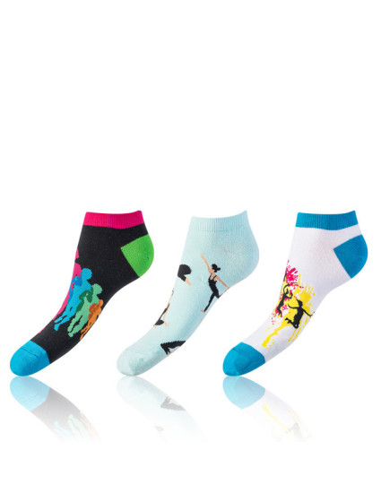 Zábavné nízke crazy ponožky unisex v sete 3 páry CRAZY IN-SHOE SOCKS 3x - Bellinda - modrá