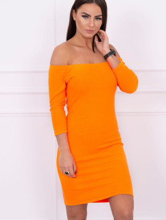 Pruhované vypasované šaty oranžové neonové
