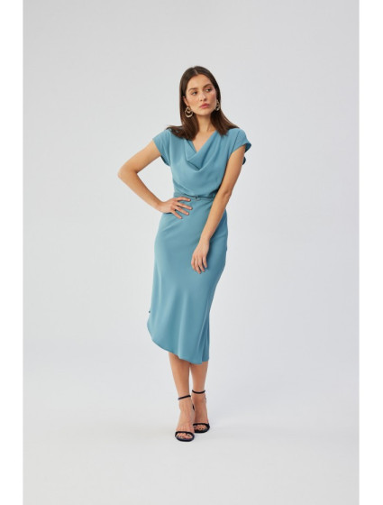 Asymetrické šaty s výstřihem  modré model 19647386 - STYLOVE