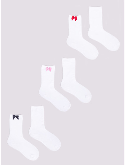 Yoclub 3Pack Girl's Knee-High Socks SKA-0098G-010B White
