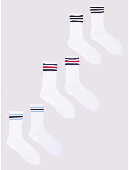 Yoclub Mens' Socks Basic Colours 3-Pack SKA-0130U-0100 White