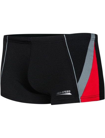 AQUA SPEED Swimming Shorts Diego Black/Grey/Red Pattern 136