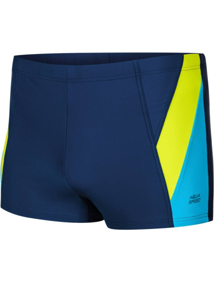AQUA SPEED Swimming Shorts Logan Navy Blue/Yellow/Blue Pattern 426