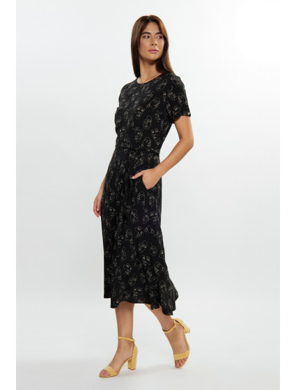 Monnari Midi Dresses Patterned Dress From Viscose Multi Black