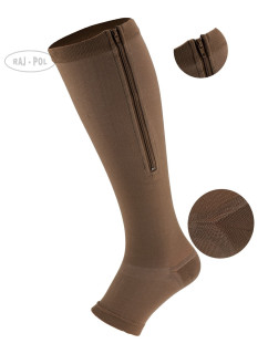 Raj-Pol Knee Socks With Zipper 1 Grade Dark Beige