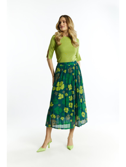 Monnari Skirts Pleated Midi Skirt With Subtle Polka Dots Multi Green