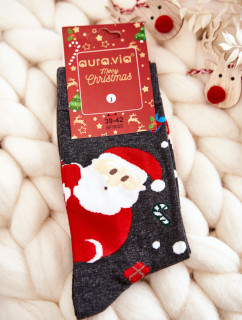 Pánské vánoční bavlněné ponožky s Santa model 19833746 Tmavě šedá - Kesi