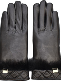 Dámské kožené antibakteriální rukavice model 16627248 Black - Semiline