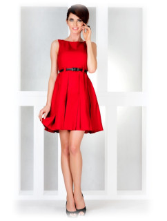 Dámské společenské šaty se a páskem středně dlouhé červené Červená  model 15042335 - numoco