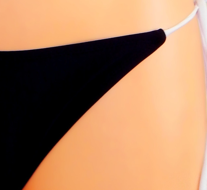Dámske plavky dvojdielne sexi bikiny Sultry polstrované košíčky zdobené bielymi lemami čierne - Čierna - OEM