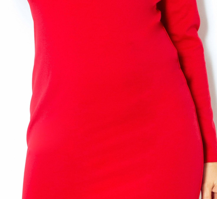 Společenské dámské šaty model 15042403 s ozdobnými zipy červené Červená - numoco