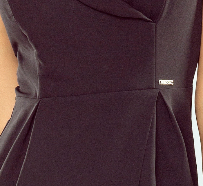 Dámske spoločenské šaty s golierom a prekríženie sukní čierne - Čierna - Numoco