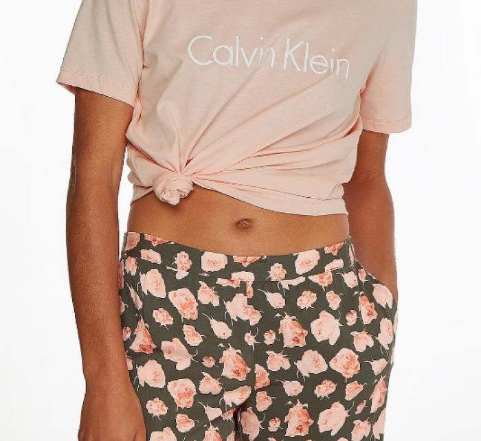 Dámske pyžamové tričko - QS6105E FAL - marhuľová - Calvin Klein