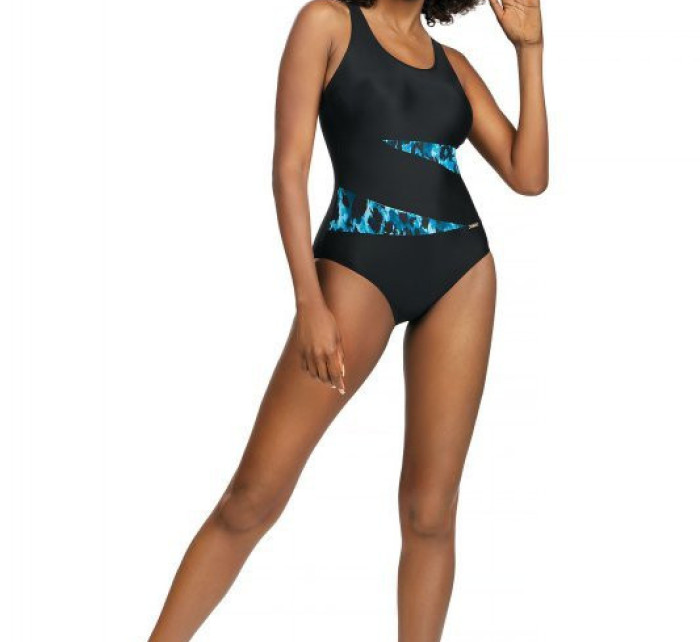 Dámske jednodielne plavky S36W19G Fashion šport čierna-modrá- Self
