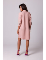 Dámské rozšířené košilové šaty model 18517230 pudr růžová - BeWear