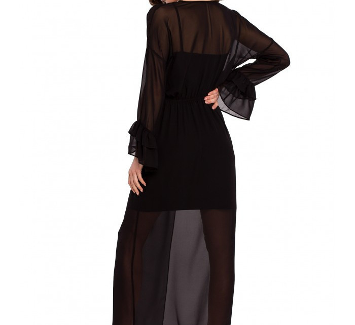 Dámske šifónové šaty so spodničkou K136 Čierna - Makover