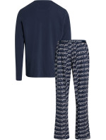 Pánske pyžamo L/S PANT SET 000NM2184E GVB tm. modré - Calvin Klein